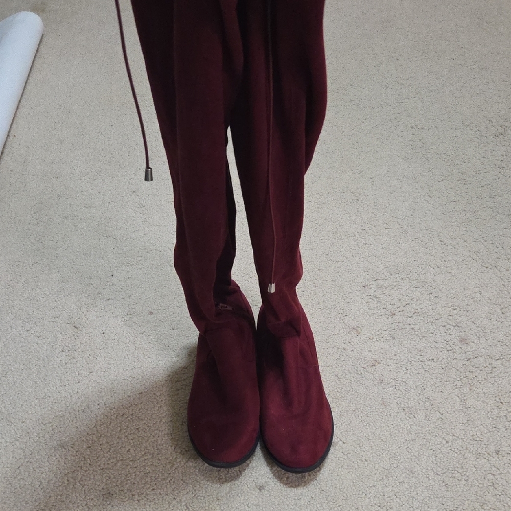 Charlotte Russe Deep Red Over the Knee Boots